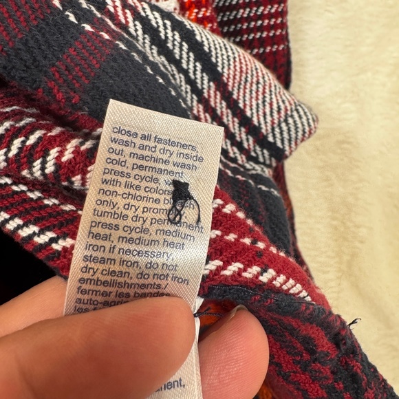 Tommy Hilfiger Plaid Shirt Mens Size Large Red Plaid Overshirt Heavyweight Cotto - Picture 4 of 9